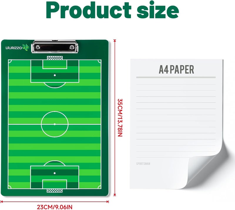 lrjrizzo Dry Erase Coaches Clipboard, Soccer Whiteboard for Coaches Double-Sided Soccer Clipboard for Coaches Writable and Erasable Dry Erase Coaching Board Coaching Board Gift - Image 3